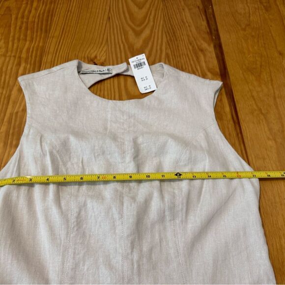 Abercrombie & Fitch A&F High Neck Linen Blend Cutout Back Mini Dress NWT Beige - Picture 11 of 14